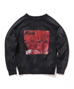 JUN INAGAWA × MOORE / DAMEGE FLOCKY PRINT CREWNECK SWEAT