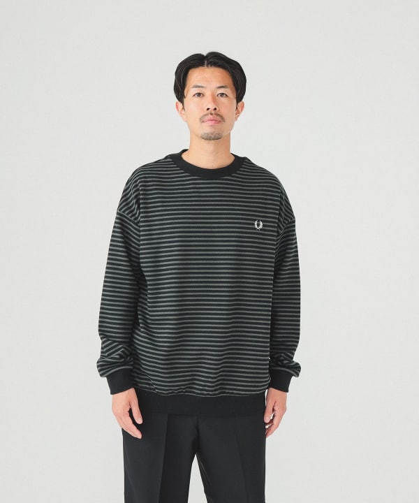 BEAMS FRED PERRY × BEAMS / 別注男裝橫條紋圓領衛衣（上衣衛衣）網購