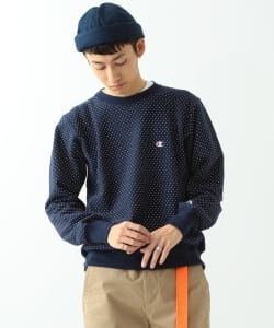 ▲Champion × BEAMS / 別注 ドットプリント クルーネックスウェット