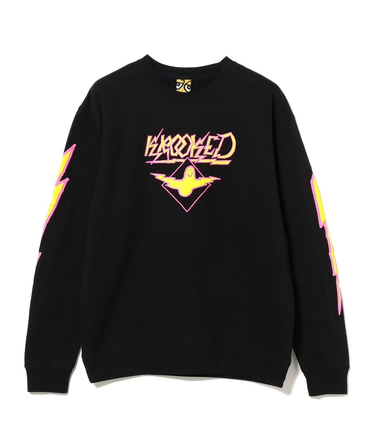 KROOKED クルキッド / BIRD LIGHTENING SLEEVE トップス MEN BLACK w/ YELLOW & MAGENT L KROOKED クルキッド / BIRD LIGHTENING SLEEVE トップス MEN BLACK w/ YELLOW & MAGENT L