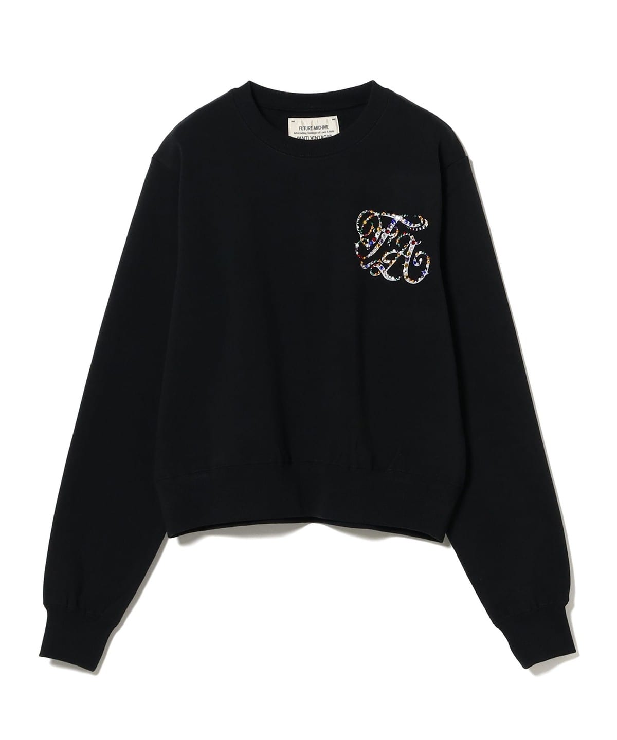 FUTURE ARCHIVE / RHINESTONE LOGO SWEAT トップス MEN BLACK L FUTURE ARCHIVE / RHINESTONE LOGO SWEAT トップス MEN BLACK L