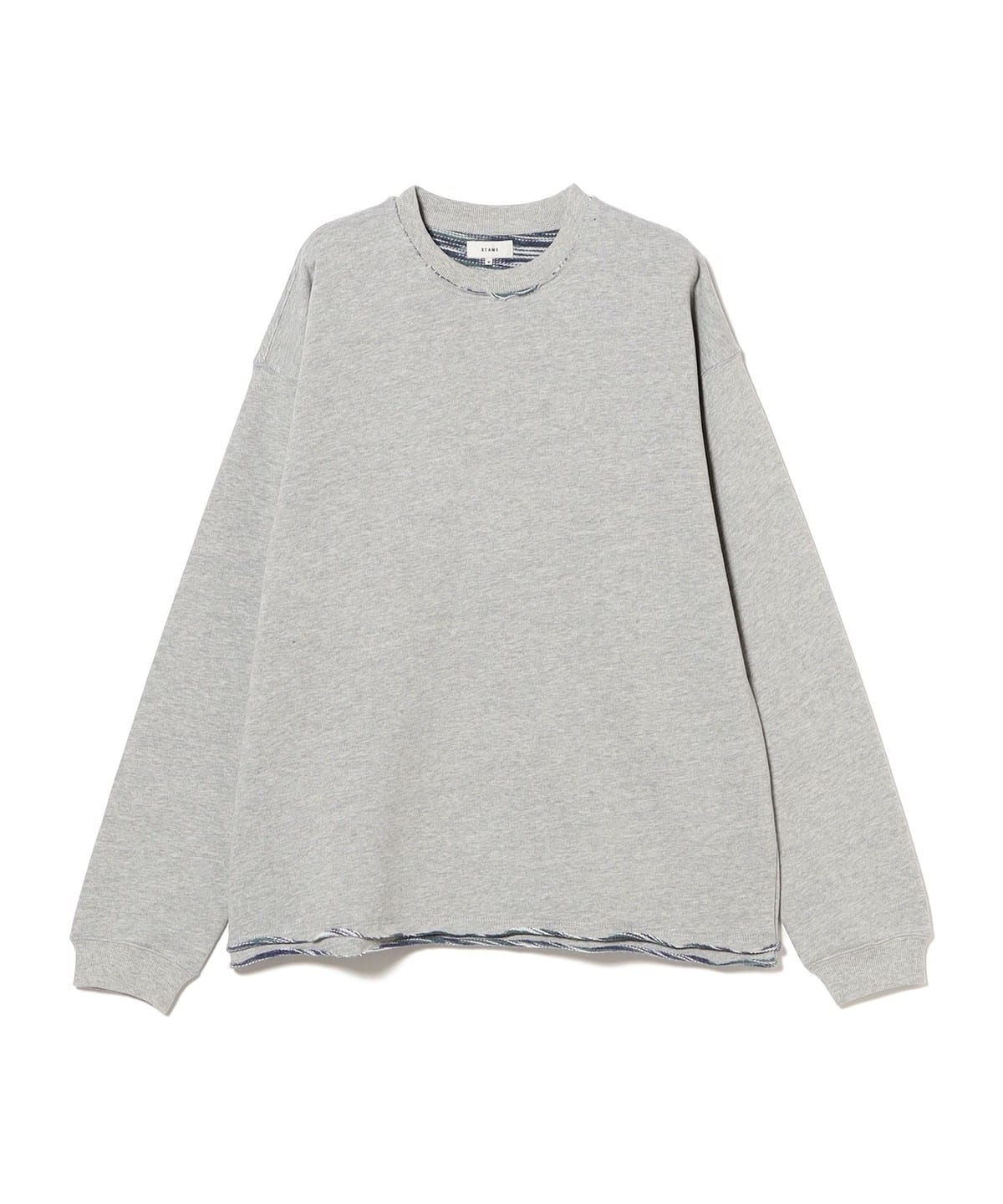 バック カスリ クルーネック スウェット トップス MEN T. GREY L バック カスリ クルーネック スウェット トップス MEN T. GREY L