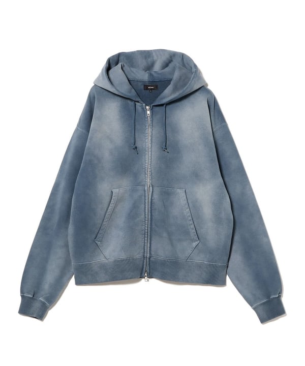 BEAMS Wide Short Fit Fade Full Zip-Up Hoodie (Tops/Hoodie