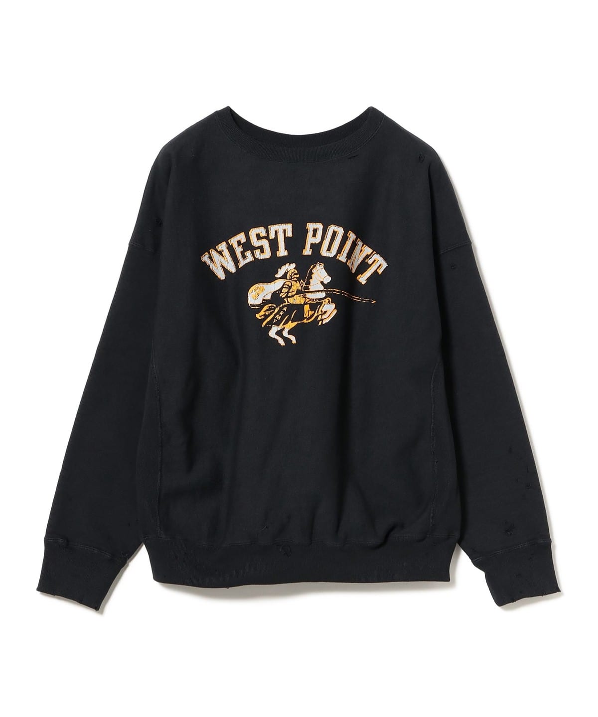 BOW WOW バウ ワウ / WEST POINT SWEATSHIRT トップス MEN BLACK DAMAGED XL BOW WOW バウ ワウ / WEST POINT SWEATSHIRT トップス MEN BLACK DAMAGED XL