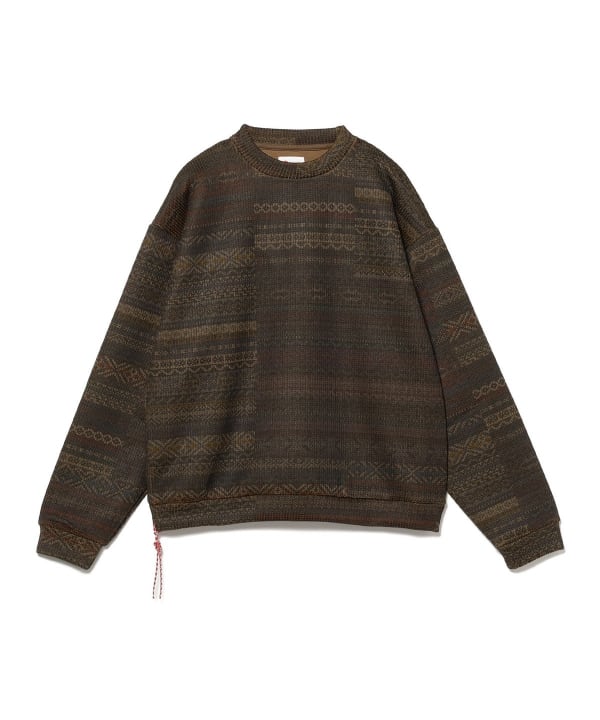 BEAMS JAPAN（ビームス ジャパン）ニットライク プリント クルーネック