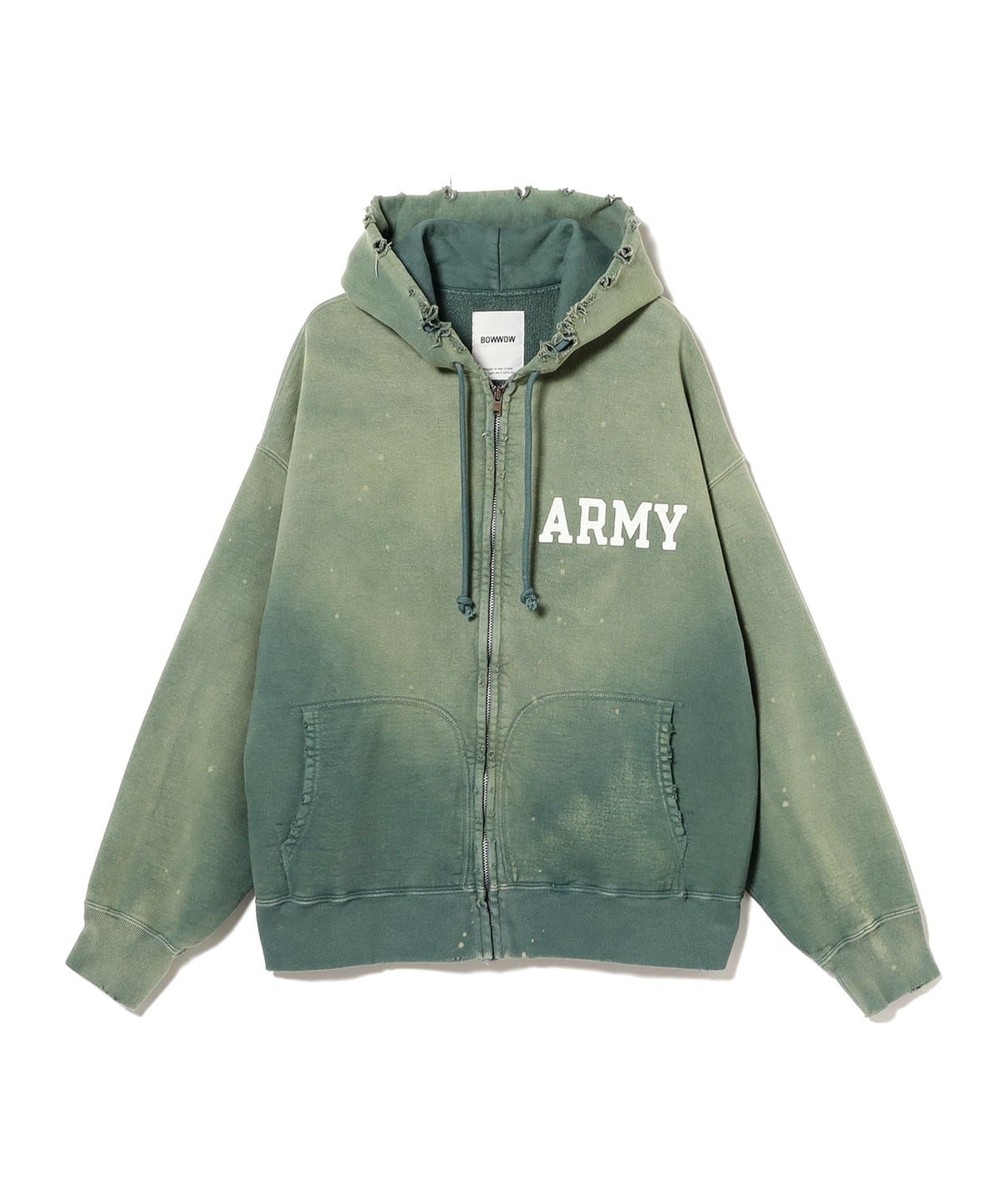 BOW WOW バウ ワウ / ARMY ZIP HOODIE AGED トップス MEN AGED GREEN L BOW WOW バウ ワウ / ARMY ZIP HOODIE AGED トップス MEN AGED GREEN L