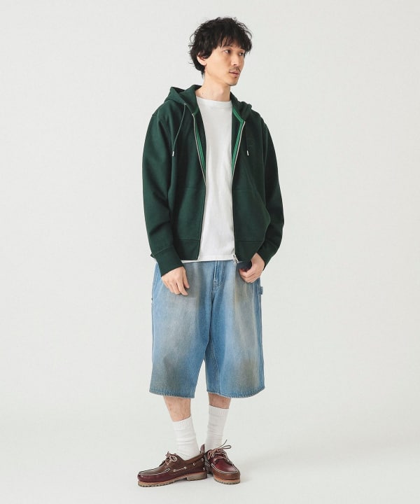 00s BEAMS ボーダー フルジップ パーカー ベロア ブラウン L BEAMS（ビームス）【別注】LACOSTE / フルジップパーカー