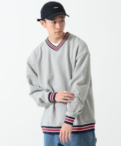 ▲BEAMS / リブライン Vネック スウェットシャツ