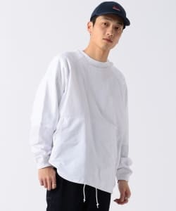 ▲BEAMS / ナイロンスウィッチ クルーネック スウェットシャツ