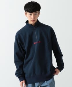 ▲Champion × BEAMS / 別注 ハーフジップ プルオーバー