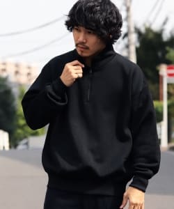 AURALEE / BAGGY POLYESTER SWEAT HALF ZIP PULLOVER