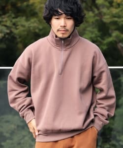 AURALEE / BAGGY POLYESTER SWEAT HALF ZIP PULLOVER
