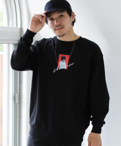 ▲CHARI&CO / MASK ON MEMORY PHOTO クルーネック スウェット