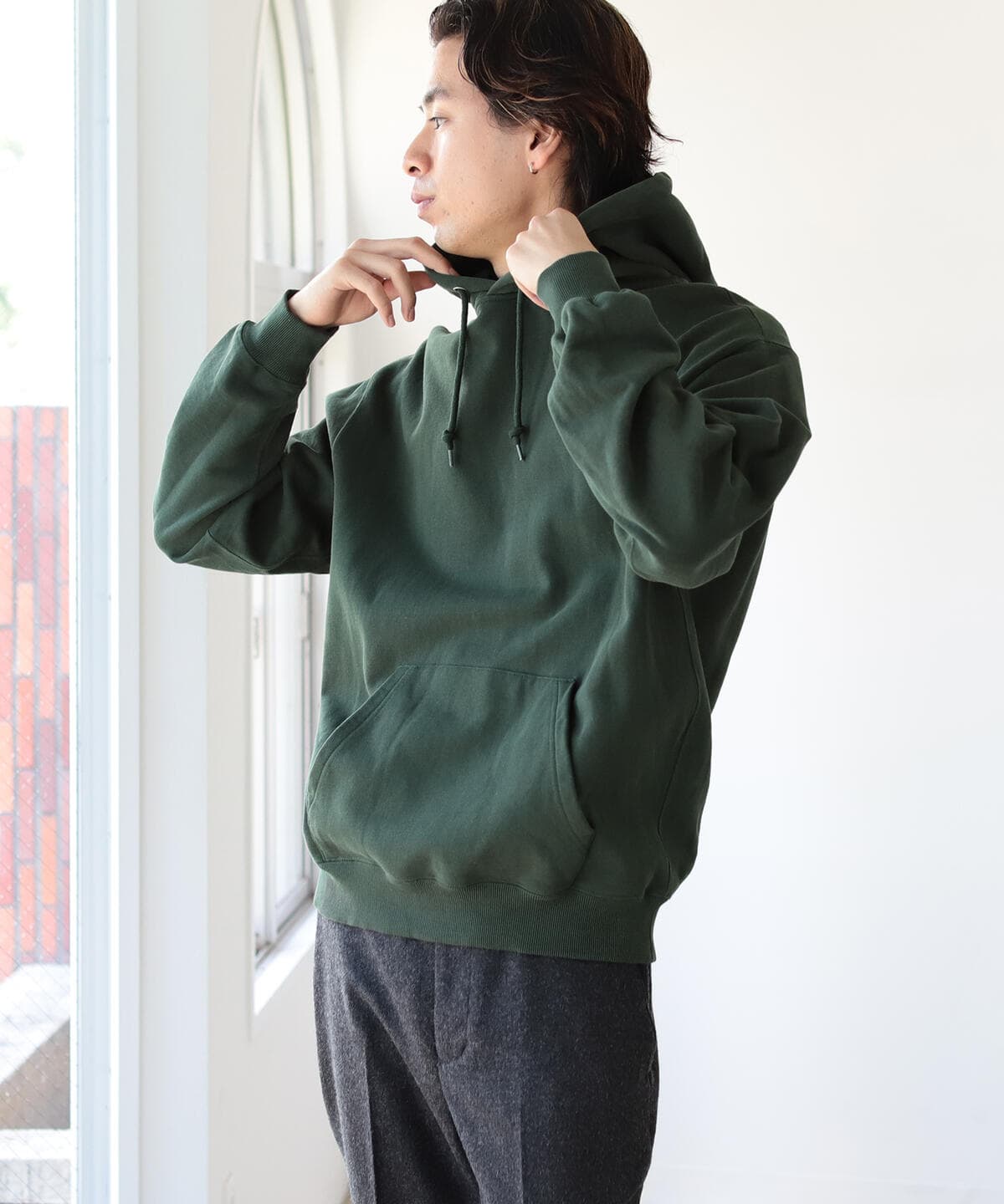 BEAMS ビームス / ベーシック プルオーバー パーカ トップス MEN D. GRN S