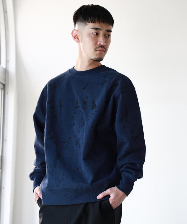 【NAVY】BEAMS / ルーズ ペイント クルーネック スウェット