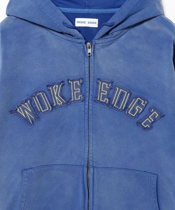 BEAMS（ビームス）WOKE EDGE / Faded Embroidery Zip Up Hoodie