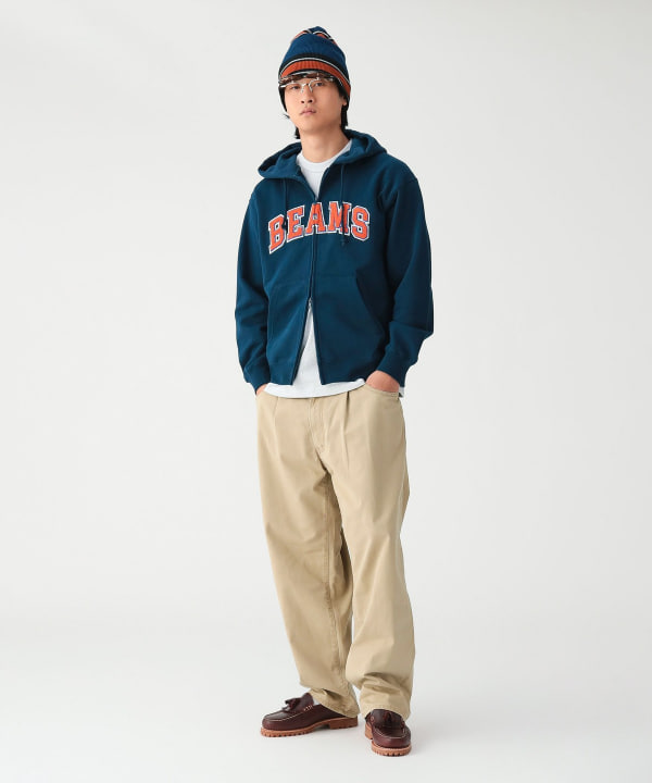 BEAMS ロゴ ベーシック フルジップフーディ Model：H185cm Size：L