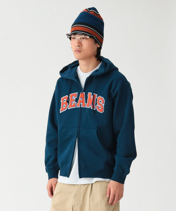 BEAMS ロゴ ベーシック フルジップフーディ Model：H185cm Size：L