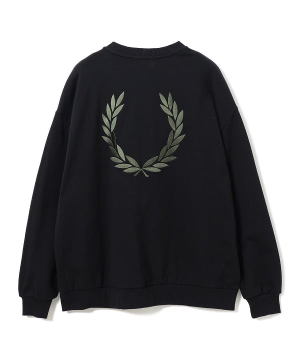[Special order] FRED PERRY / Embroidered Crewneck Sweatshirt - Large laurel wreath embroidery on the back