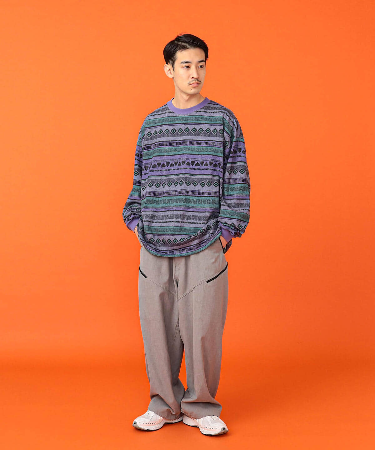 BEAMS（ビームス）スラブ プリント ロングスリーブ Tシャツ（Tシャツ