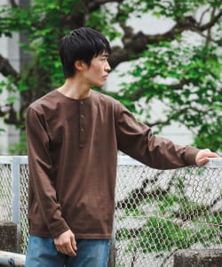 ▲BEAMS / シルケット ヘンリーネック ロングスリーブ Tシャツ