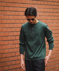 ▲BEAMS / シルケット ヘンリーネック ロングスリーブ Tシャツ