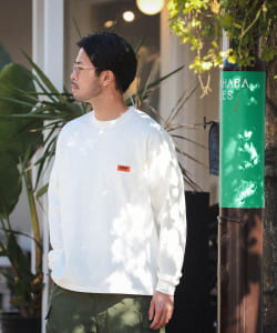 ▲UNIVERSAL OVERALL × BEAMS / 別注 ロゴ ロングスリーブ Tシャツ