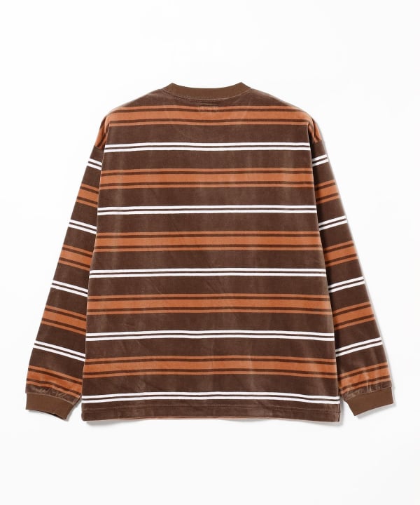 BEAMS（ビームス）ベロア ボーダー クルーネック カットソー（T