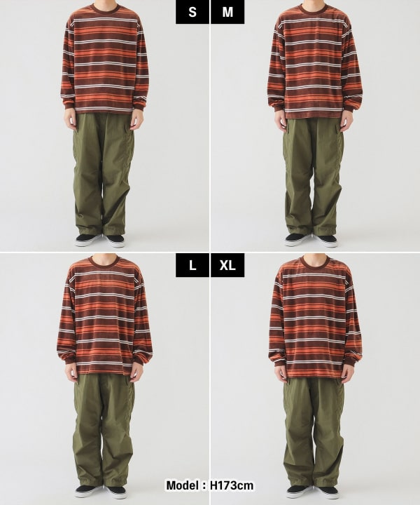 BEAMS（ビームス）ベロア ボーダー クルーネック カットソー（T