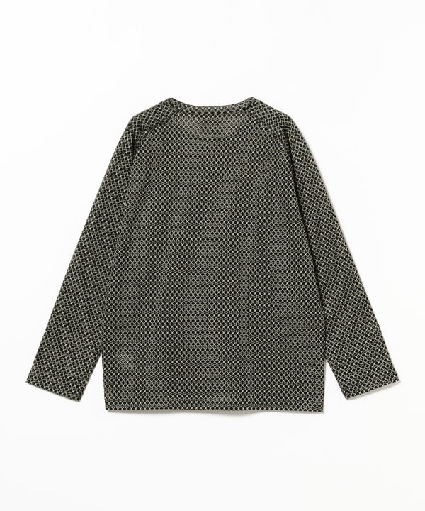 ■Needles■大人気 L/S UネックTシャツ R/PEラッセル 国内発送 Needles / L/S U-Neck Tee - R/PE Russell (Black/ Natural)