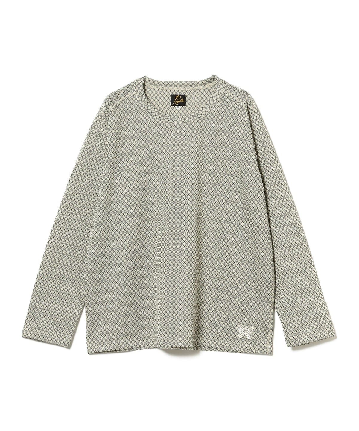 NEEDLES ニードルズ / L/S U-Neck Tee - R/PE Russell Tシャツ・カットソー MEN Natural/Black Grid L NEEDLES ニードルズ / L/S U-Neck Tee - R/PE Russell Tシャツ・カットソー MEN Natural/Black Grid L