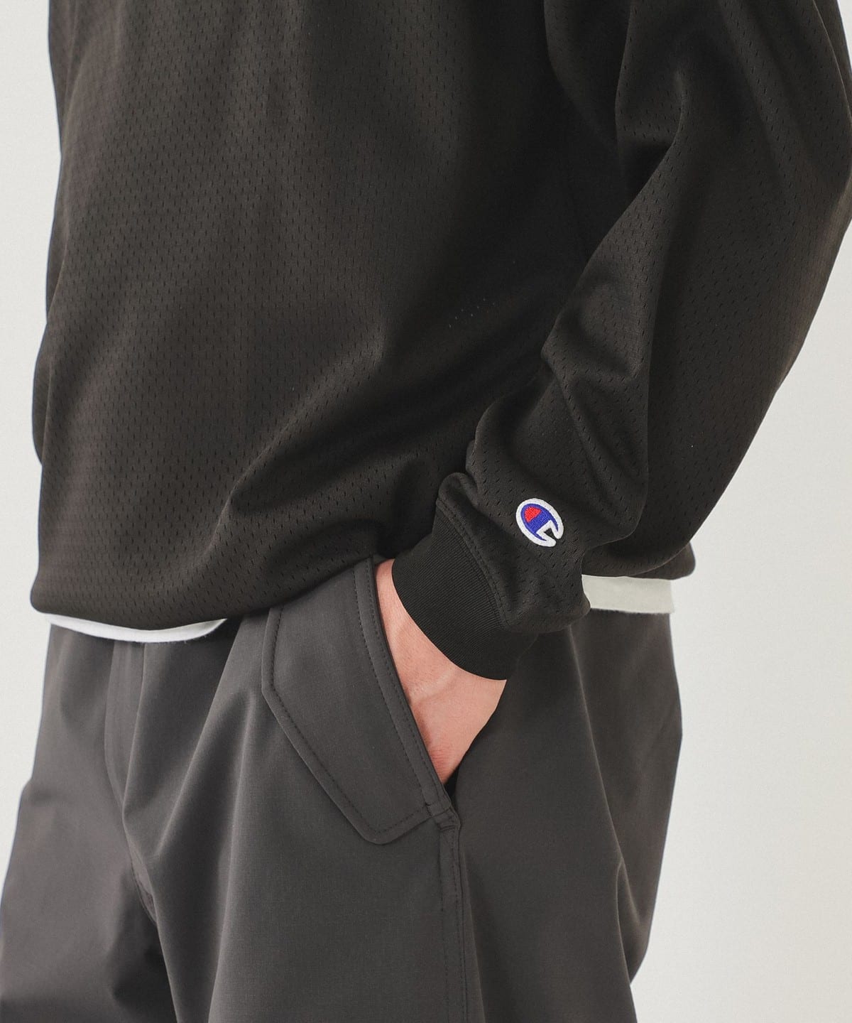 BEAMS (BEAMS) [Special order] Champion / Mesh long sleeve T