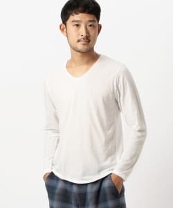 ▲BEAMS / 天竺 Vネック カットオフ Tシャツ
