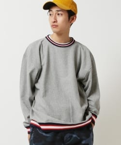 ▲Champion × BEAMS / 別注 ラインリブ ルーズフィット Tシャツ