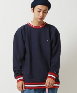 ▲Champion × BEAMS / 別注 ラインリブ ルーズフィット Tシャツ