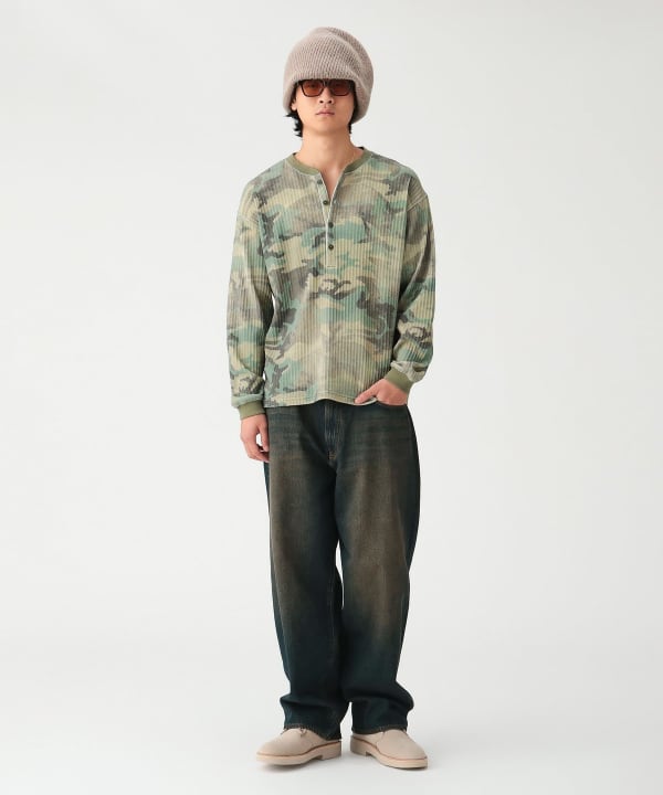 ヘンリーネック Tシャツ Model：H185cm Size：L