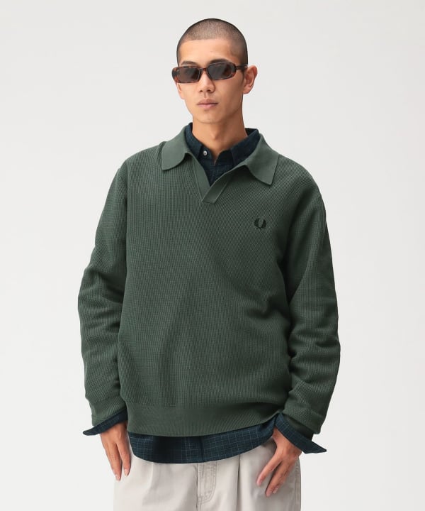 [Special order] FRED PERRY / Skipper Knit Long Sleeve Polo Shirt - A perfectly balanced design that looks great on its own. [Model: 179cm Size: L]