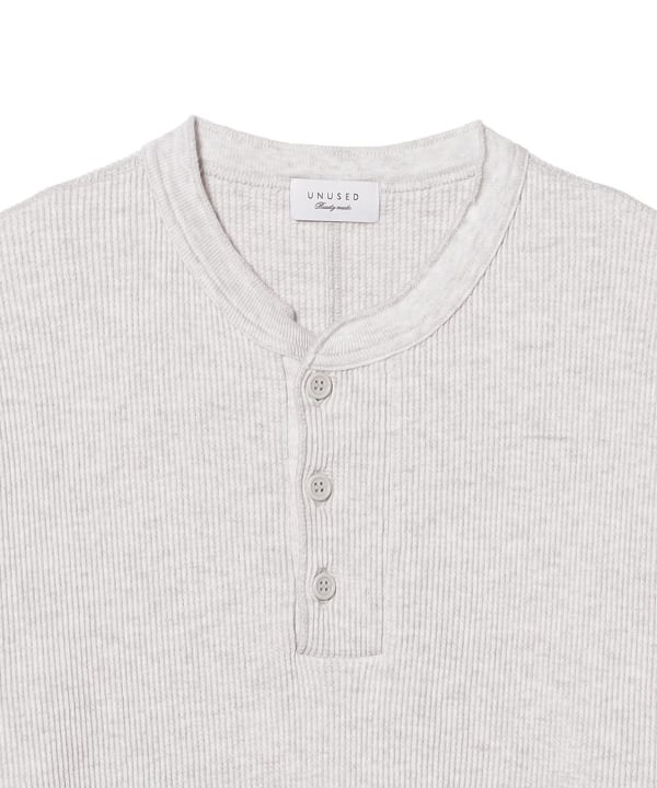 UNUSED / long sleeve henry neck waffle Tshirt