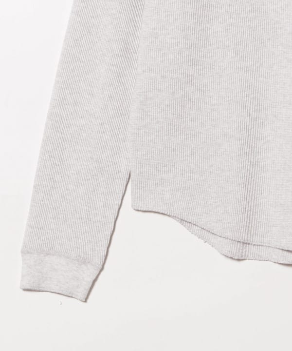 UNUSED / long sleeve henry neck waffle Tshirt