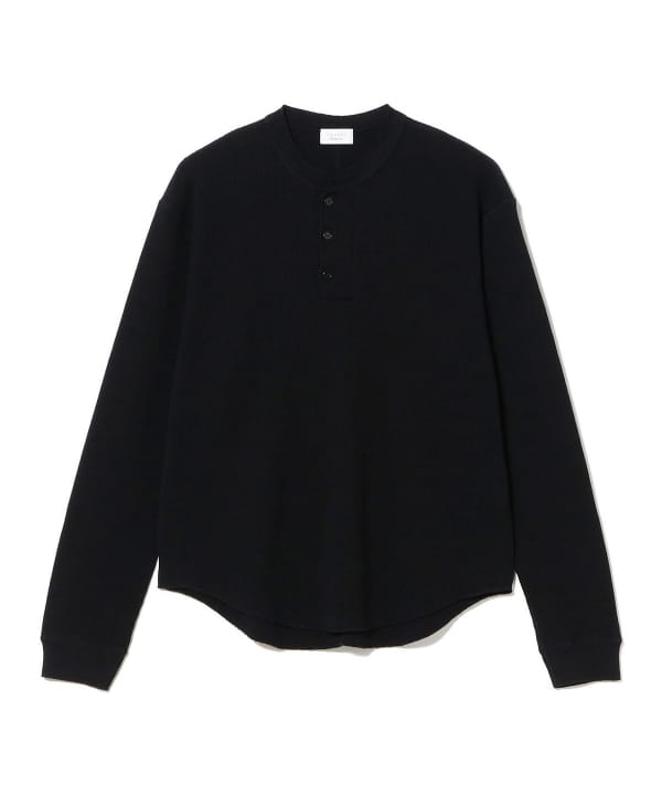 UNUSED / long sleeve henry neck waffle Tshirt