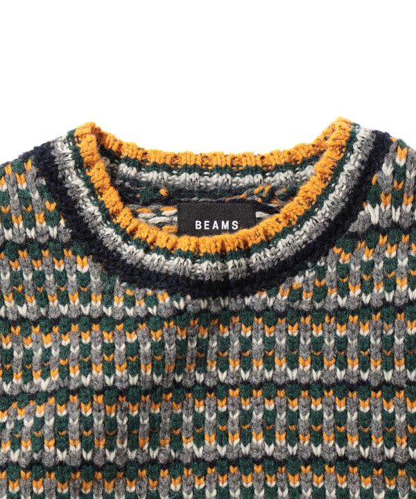 BEAMS [BEAMS] BEAMS / Multi-jacquard crew neck knit (tops knits 