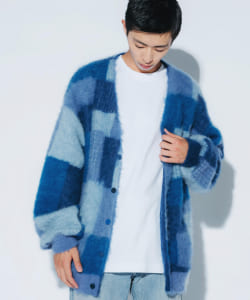 ▲BEAMS JAPAN / Wジャカード モヘヤ カーディガン