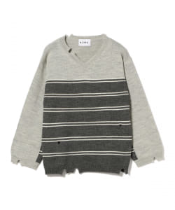 ▲NOMA t.d. / Stripe Damaged Sweater