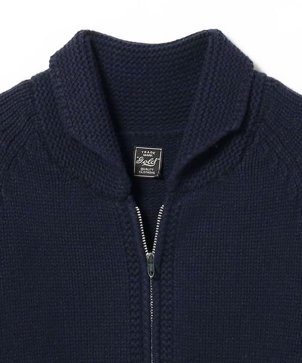 gold / LOW GAUZE ZIP SWEATER/カーディガン(厚手)/M/ウール/BLU/GL90222 BEAMS JAPAN（ビームス ジャパン）GOLD / LOW GAUZE ZIP SWEATER