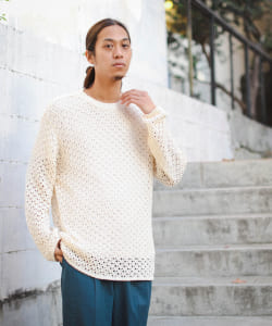 BEAMS / メッシュ クルーネック ニット