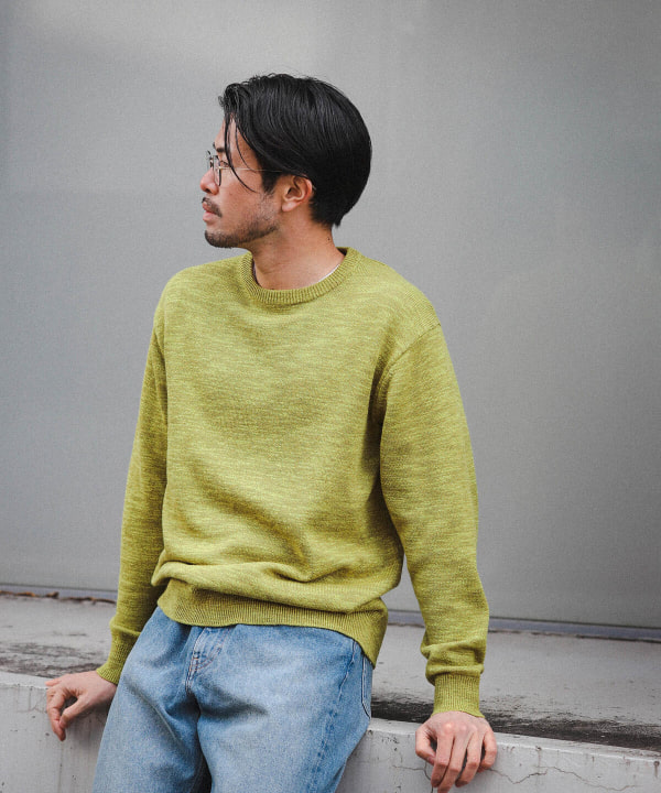 BEAMS [BEAMS] BEAMS / 9G color slab crew neck knit (tops knits