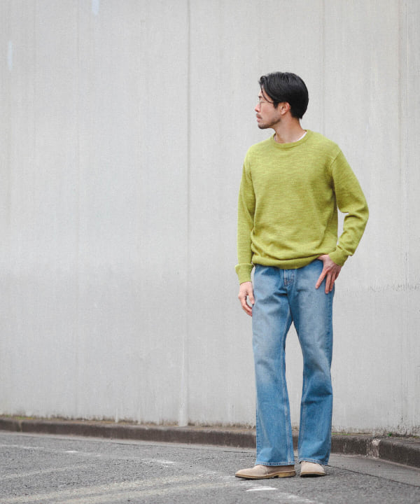 BEAMS [BEAMS] BEAMS / 9G color slab crew neck knit (tops knits 