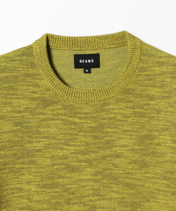 BEAMS [BEAMS] BEAMS / 9G color slab crew neck knit (tops knits 