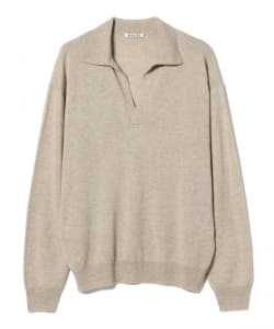 AURALEE / SUPER FINE CASHMERE SILK KNIT SKIPPER POLO