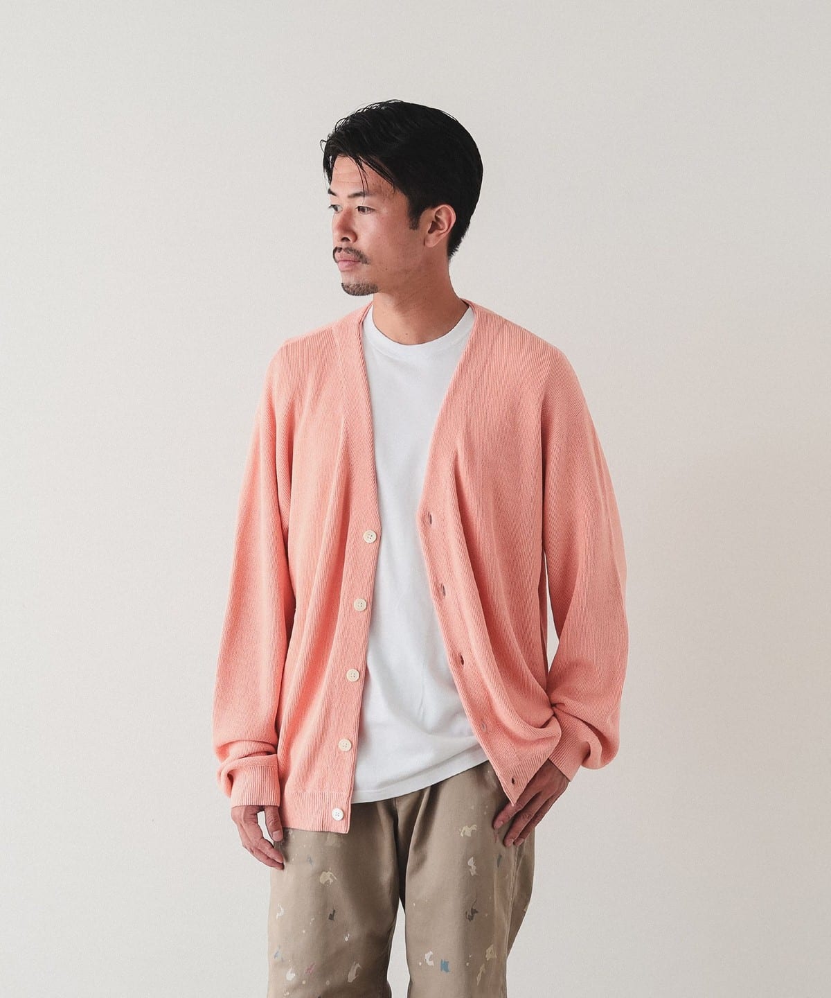 9ゲージ コットンニット カーディガン トップス MEN SALMON M 9ゲージ コットンニット カーディガン トップス MEN SALMON M